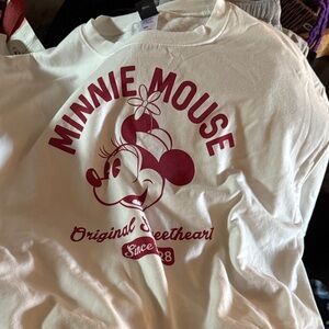 Disney Cream and Red Minnie Mouse Sweater